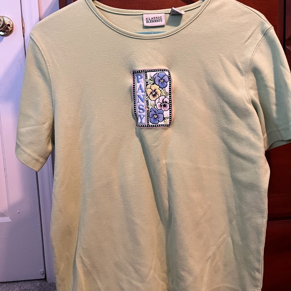 Classic Elements Light Yellow Tee with Pansy Patch